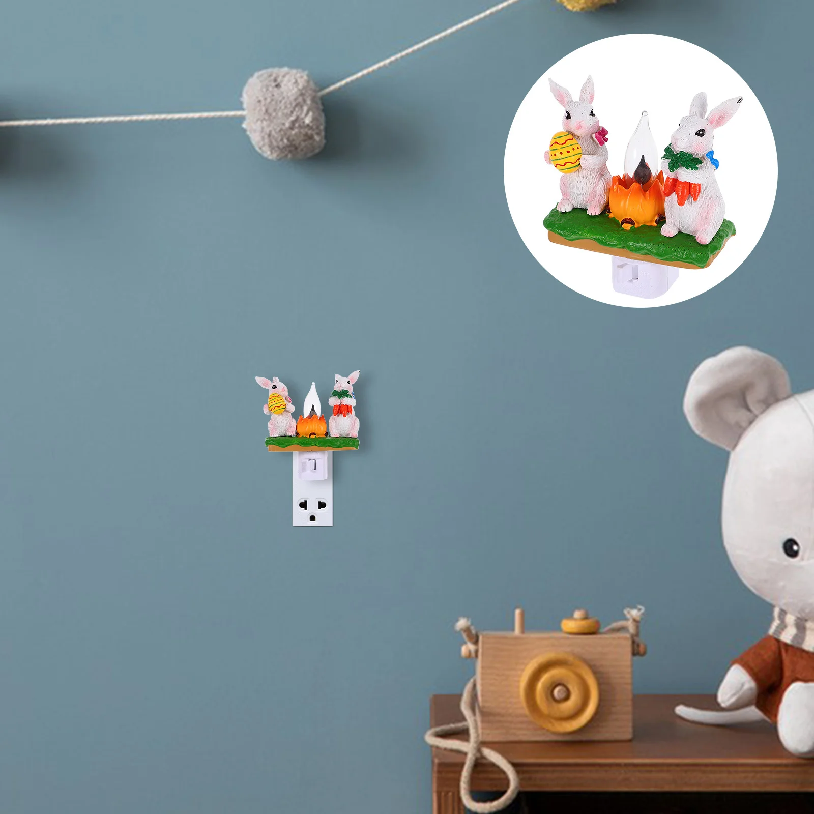 Adorable Easter Bunny Resin Nightlight Room Night Light LED Rabbit Decorative Lamp Party Lights Rabbit Lamp