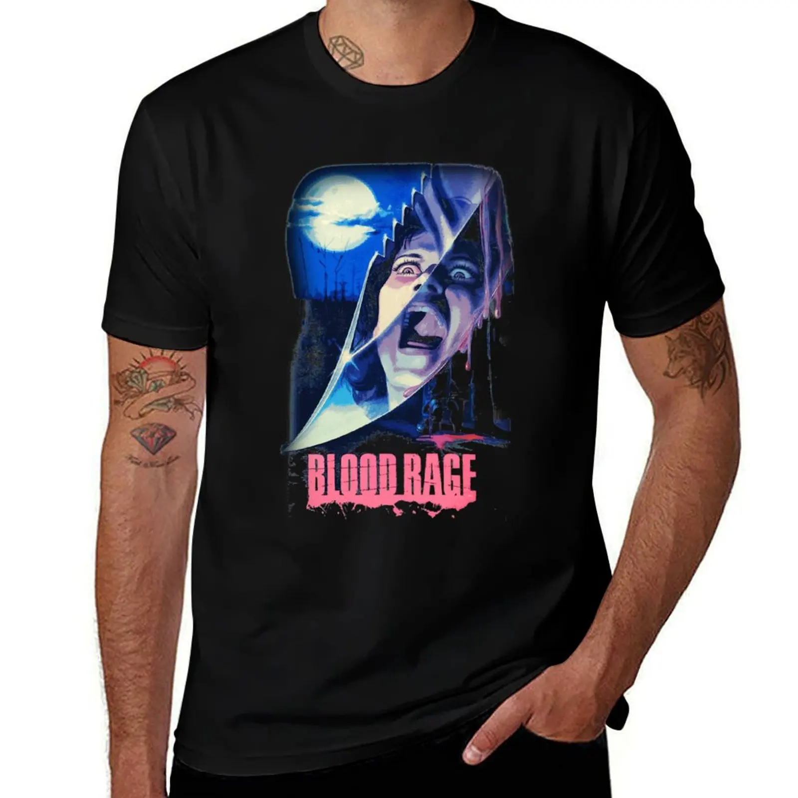 Blood Rage T-Shirt Retro Style Print Casual Top T-Shirt
