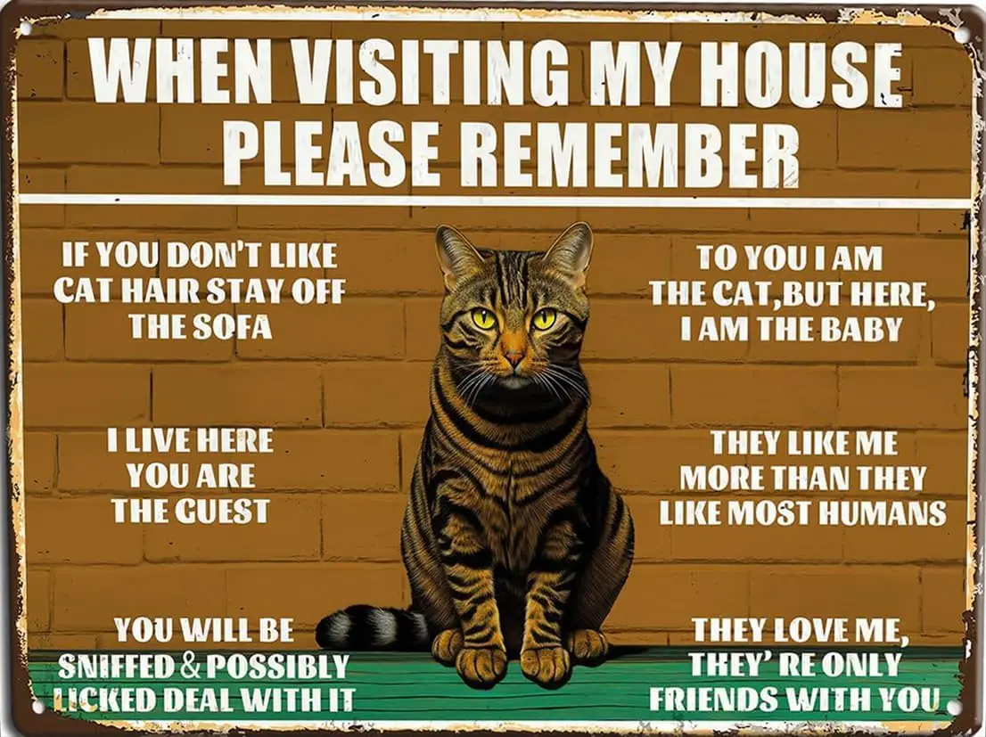 When Visiting My House Cat Sign For Cat Lovers Gift Funny Cat Wall Decor When Visiting My House Please Remember Tin Signs F sign