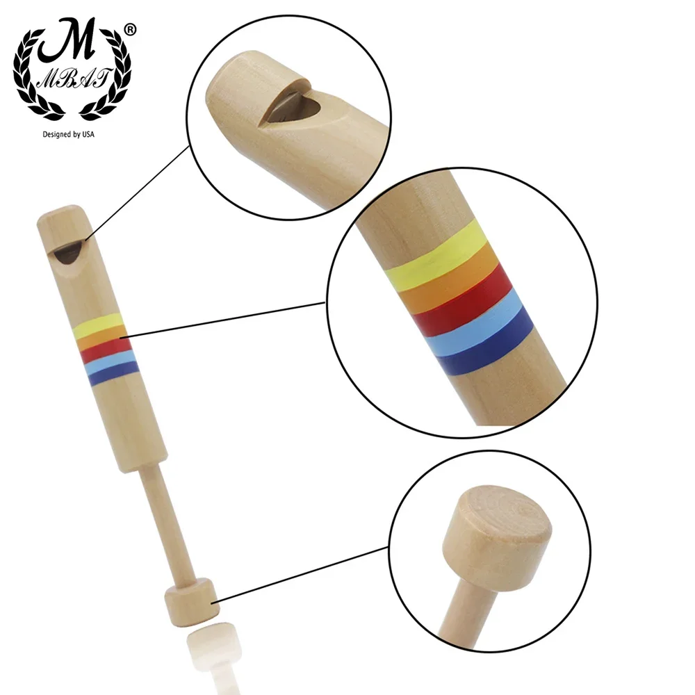 M MBAT Wooden Whistles Diacritical Sliding Piccolo Baby Musical Instrument Toy Whistling Children Small Flute Educational Toys