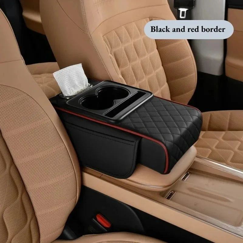 

Auto Center Console Armrest Cushion With 2 Cup Holder Armrest Heightening Pad Auto Pillow Cover Pad for All Seasons