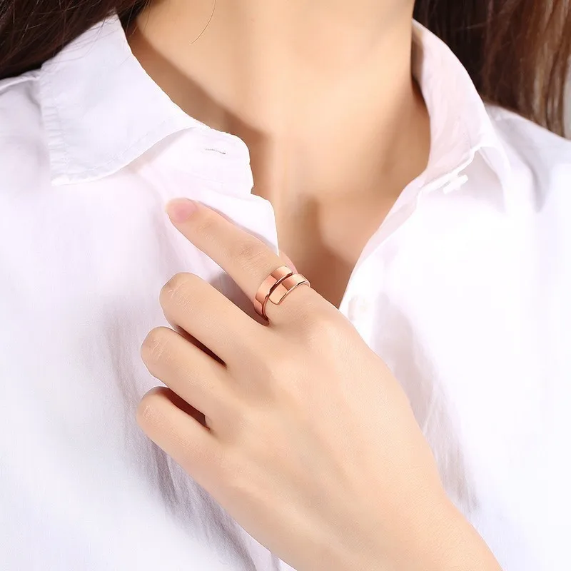 Vnox Free Customize Engraving Name Rings for Women Stainless Steel Adjustable Female Personalized Gift Jewelry