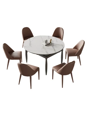 

Light Luxury Marble Dining Table Home Modern Simple Telescopic Variable Round Table square and Round Dual-use