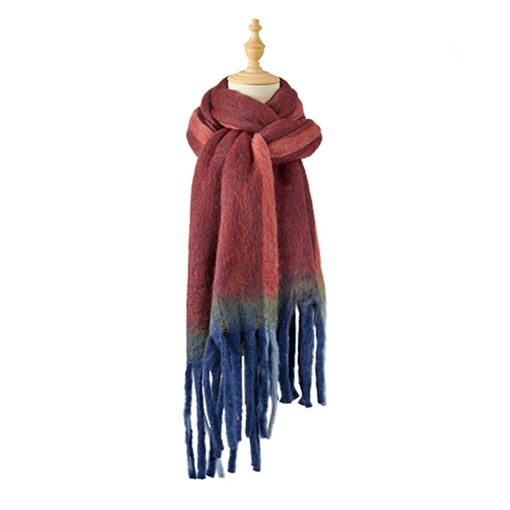 

Soft Thickened Women Scarf Korean Style Long Tassel Tassel Shawl Coldproof Imitation Cashmere Scarf Shawl Winter