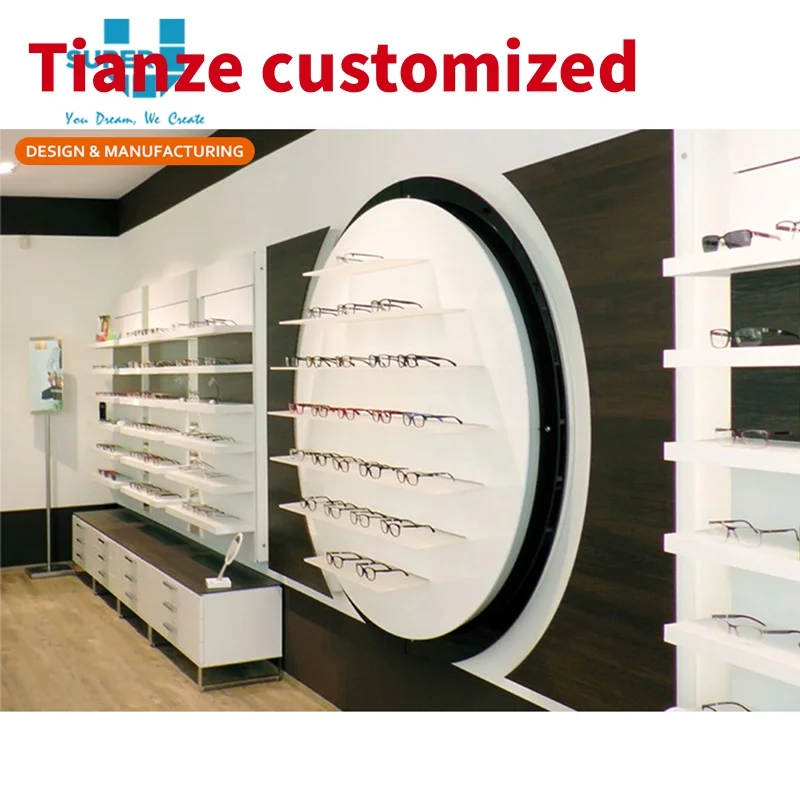 (Customized)standing modern LED optical shop displays rack eyewear decor