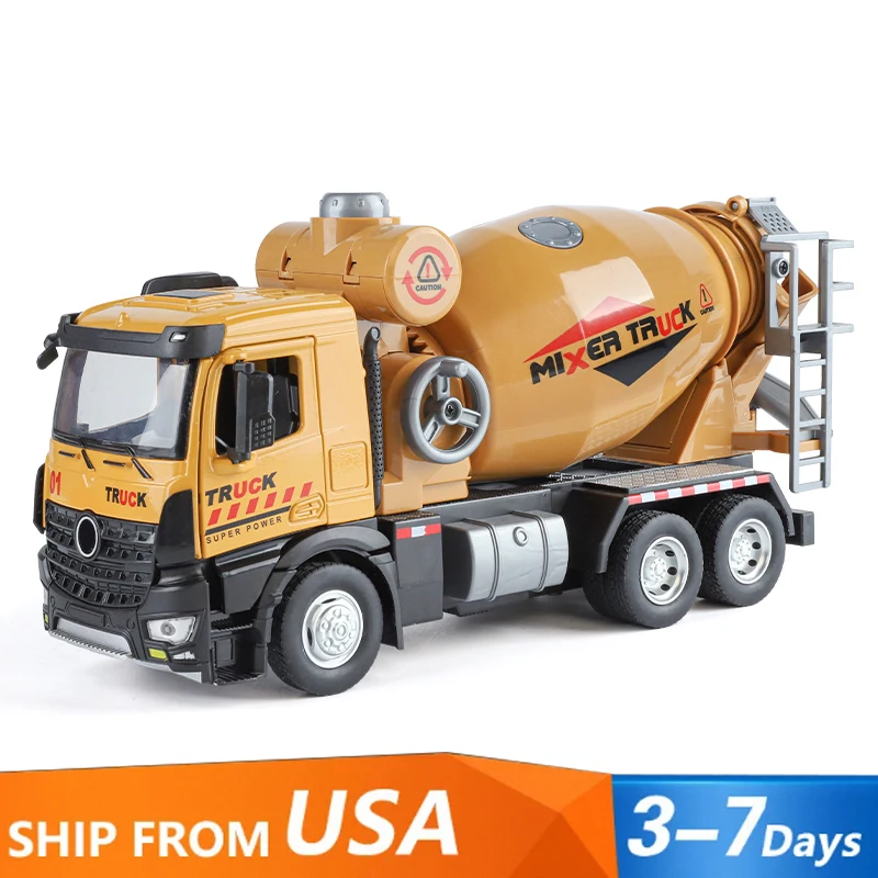 

Большой металлический литой литой микшер, модель грузовика, имитация звука и света, детская инженерная машина, игрушки для мальчиков, подарок на день рождения и праздник