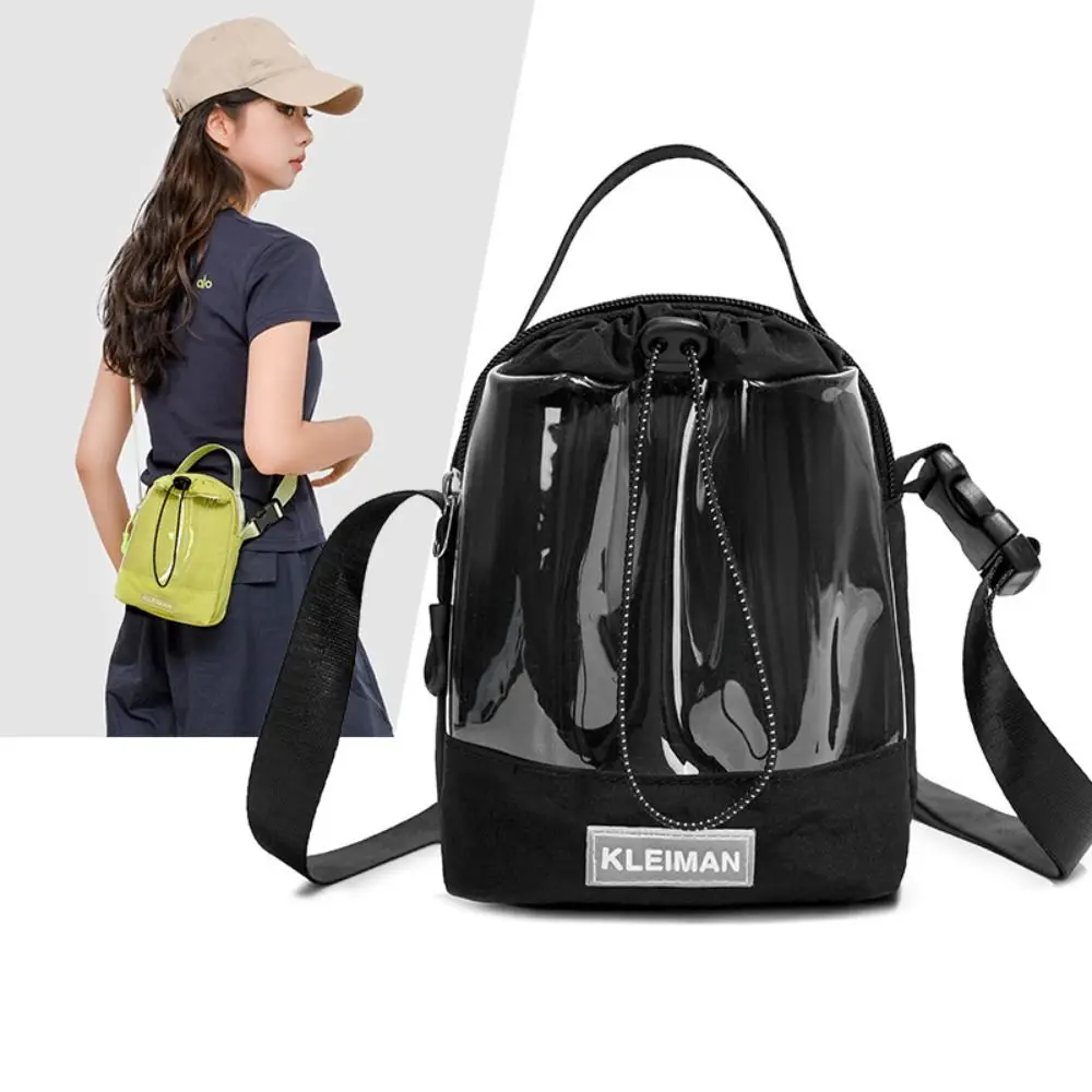 

Lightweight Transparent Shoulder Bag Adjustable Large Opening Water Bottle Storage Bag Drawstring Waterproof Women Crossbody Bag