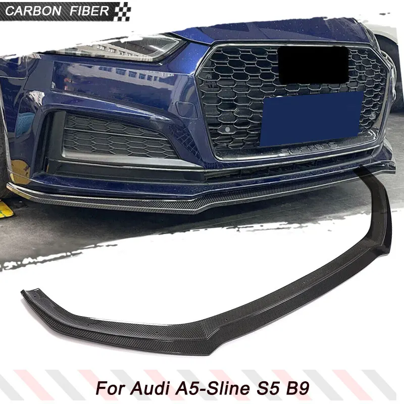 Front Bumper Lip Spoiler for Audi A5-Sline S5 B9 2017-2019 No for A5 Standard Carbon Fiber Car Front Lip Splitters Body Kits