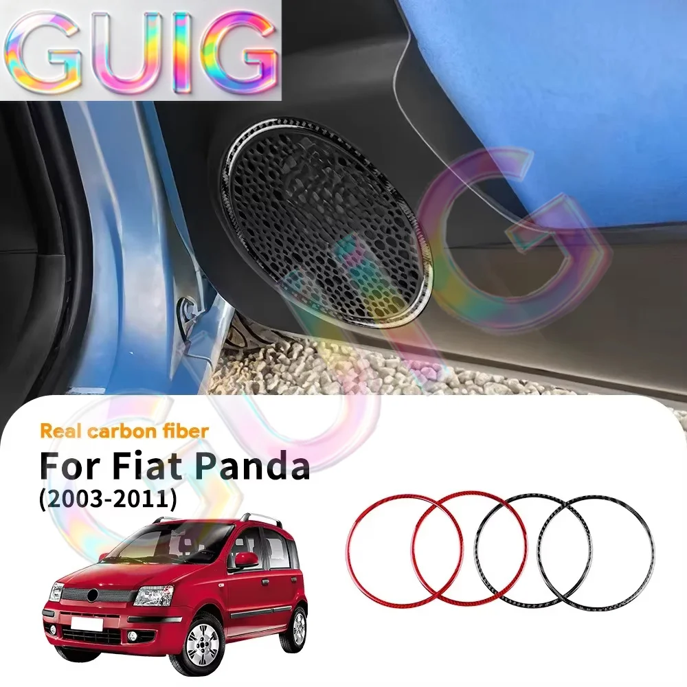 Carbon Fiber Door Speaker Ring Cover for Fiat Panda 2003 2004 2005 2006 2007 2008 2009 2010 2011 LHD RHD Panel Trim Decoration
