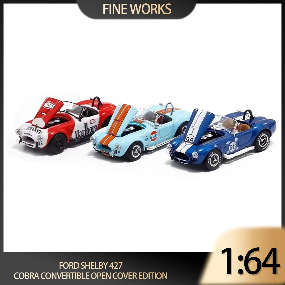 Fine Works 1:64 Ford SHELBY Shelby 98 COBRA Convertible Open Cover Alloy Die Cast Car Model Collection Display Gift Toys