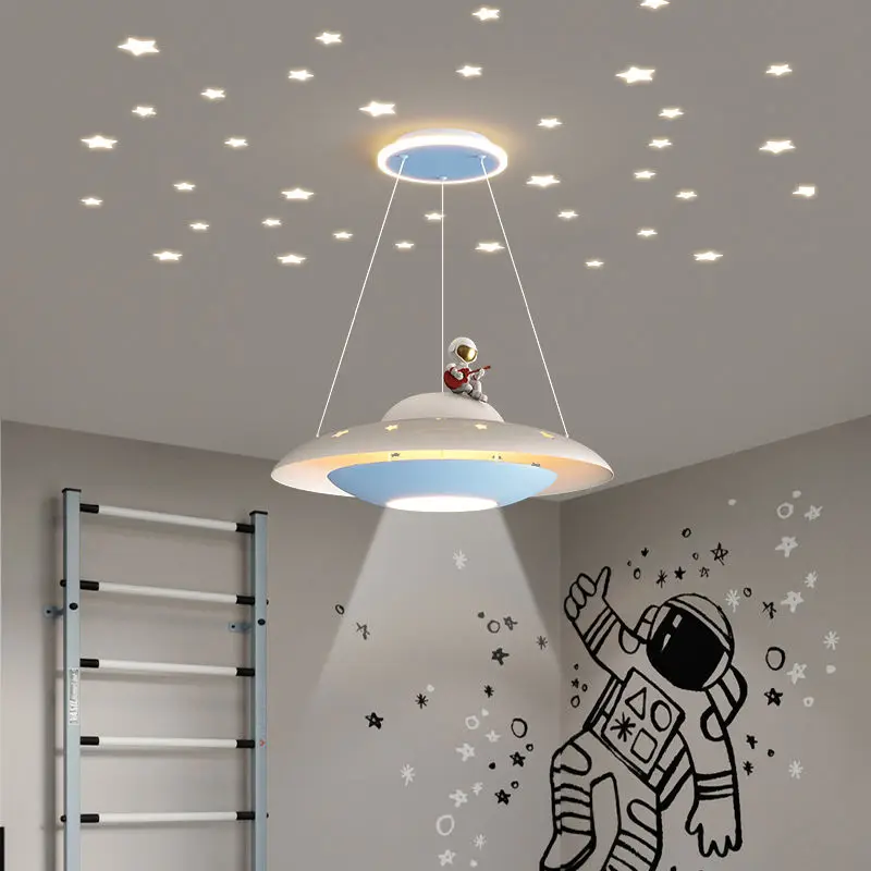 

Children's Room Pendant Light Boys and Girls' Room Bedroom Space Lighting Creative Astronaut UFO Light Starry Sky Light