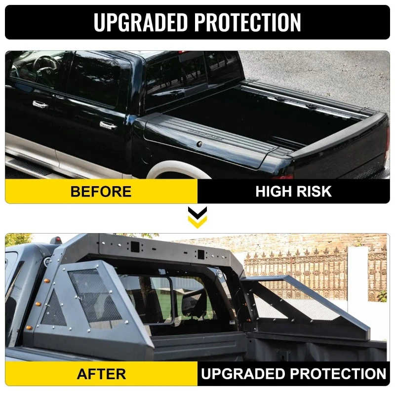 Adjustable Pickup Roll Bar With 6 Amber Side Marker Lights Universal Truck Chase Rack