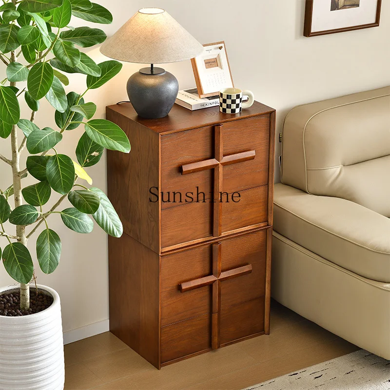 

Medieval style solid wood chest living room simple modern bedside rack