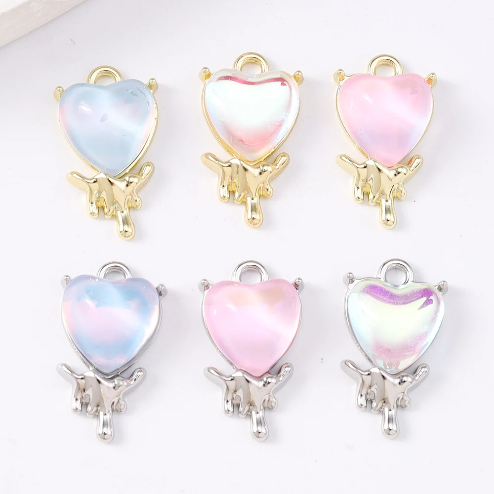 

5pcs Romantic Gemstone Love Heart Charms for Jewelry Making Earrings Bracelet Necklace Pendant DIY Handmade Accessories