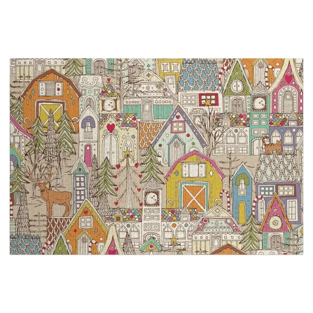 

vintage gingerbread town Jigsaw Puzzle With Photo Personalized Baby Object Wooden Animal Puzzle