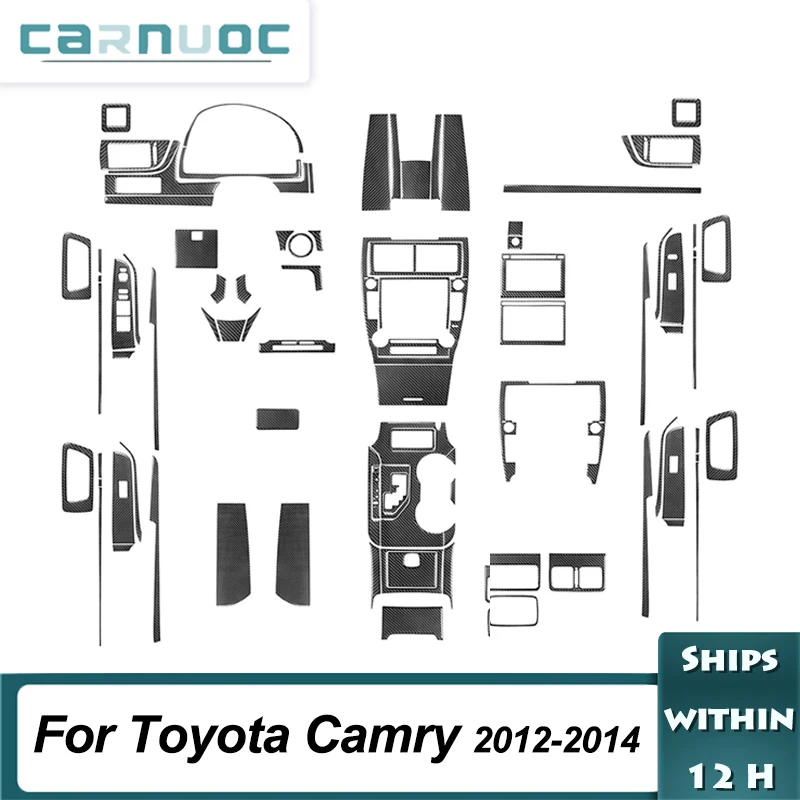 Carbon Fiber Material Black Stickers Cover Trim For Toyota Camry 2012 2013 2014 Car Interior Decorative Accessories