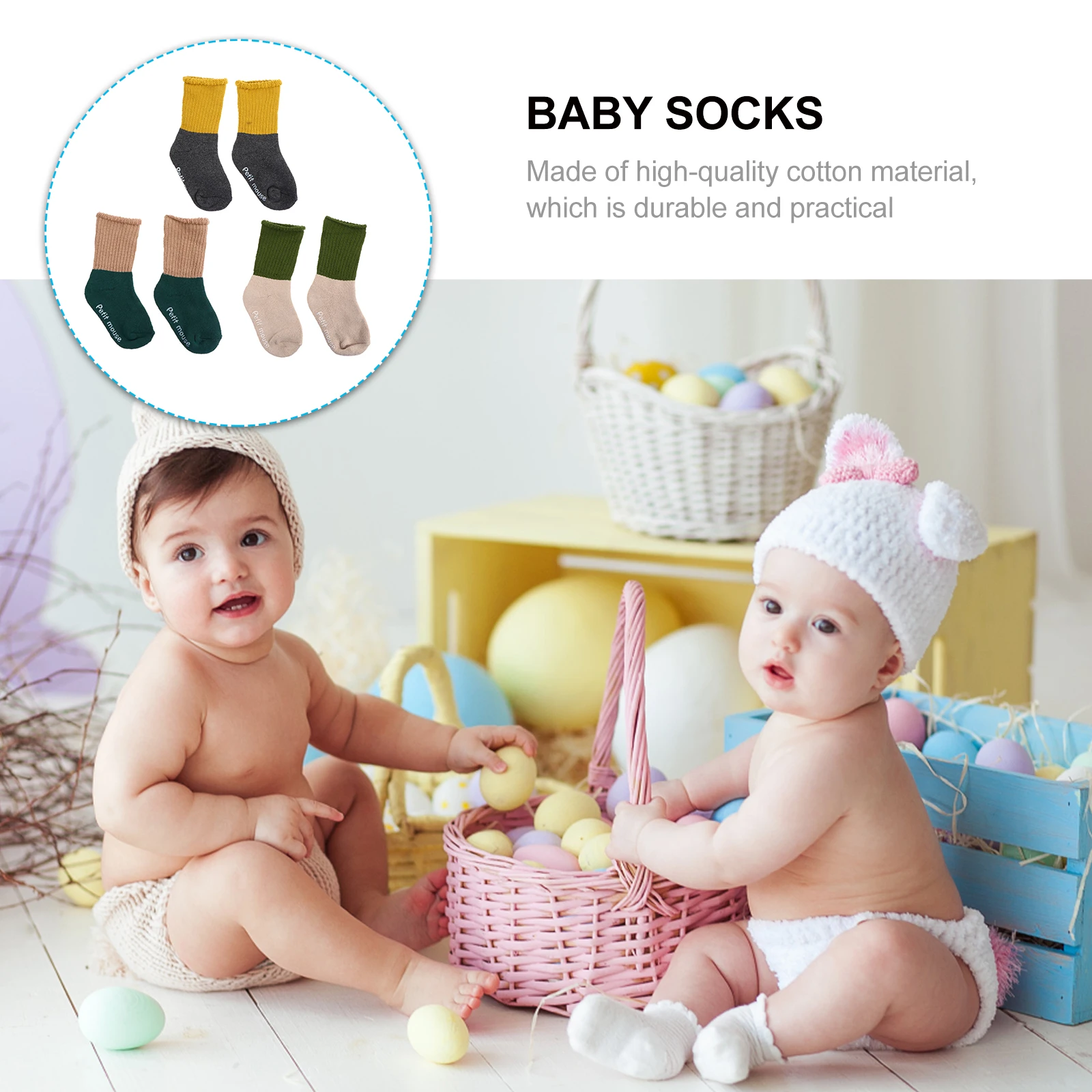 

3pcs Baby Floor Socks Cotton Anti Skid Winter Warm Short Socks For Kids Newborn Gift Set Stockings Comfortable Soft Elastic
