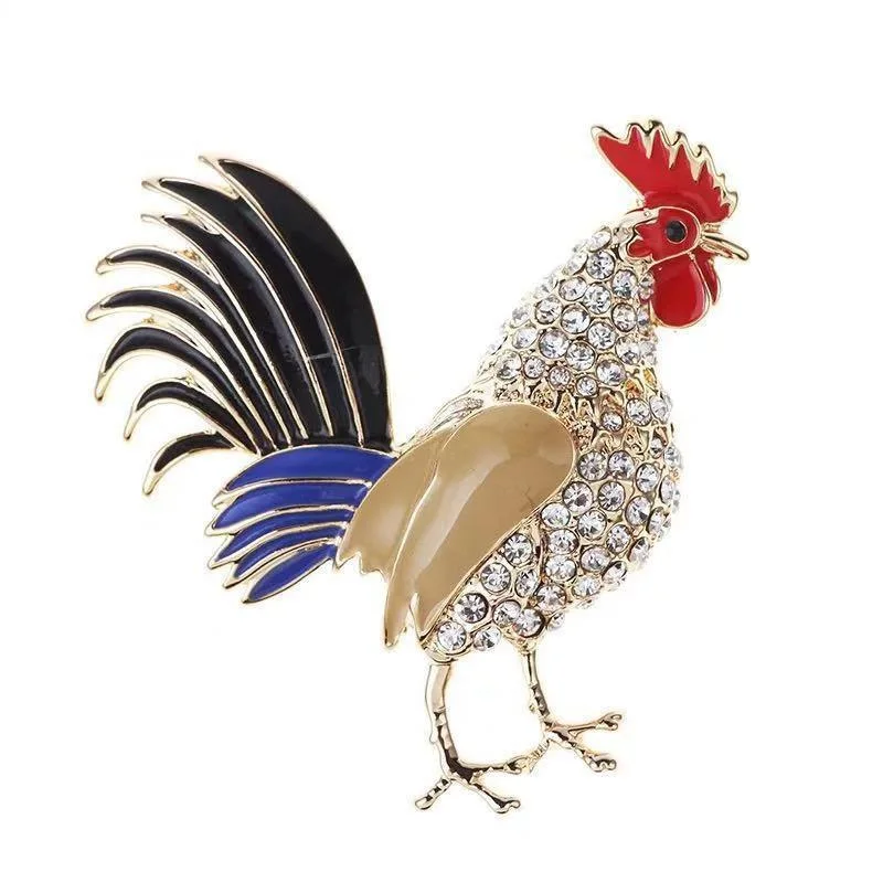 Funny Colorful Rooster Brooch Men Women Party Clothes Accessories Cute Chicken Animal Brooches Gift Jewelry