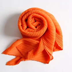 YUDX Miyake Pleated Wide Long Silk Scarf Spring Summer Autumn Winter Cape Women Windscreen Shawl Shoulder Designer Korean Scarf