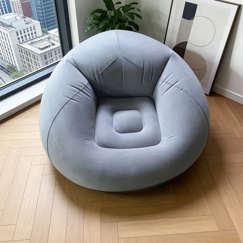 Soft Inflatable Round Lazy Air Sofa Portable Leisure Lounge Chair Indoor Outdoor Camping Bean Bag Seat For Bedroom Patio Backyar