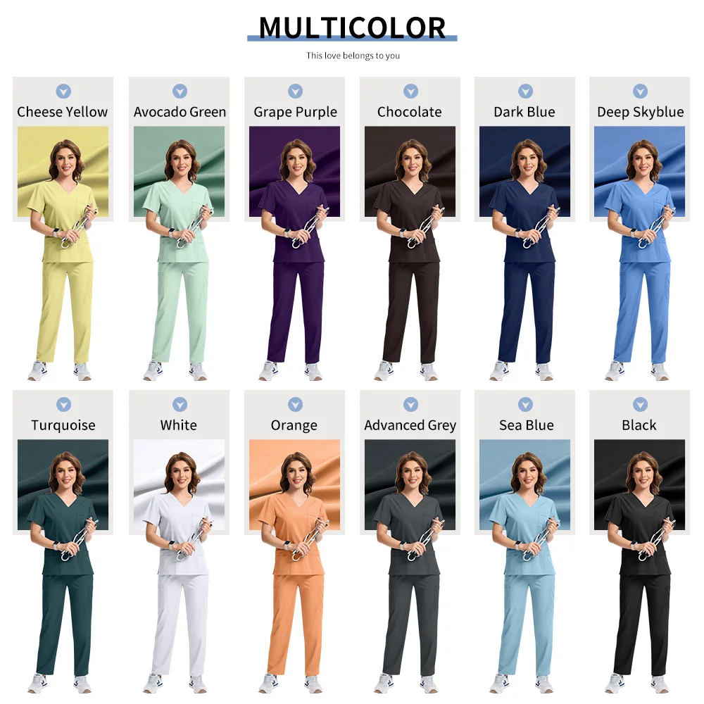 U nisexทันตกรรมทางการแพทย์Workwearแขนสั้นยาพยาบาลเครื่องแบบMulticolorโรงพยาบาลหมอขัดชุดสัตวแพทย์ศัลยกรรมเครื่องแบบ