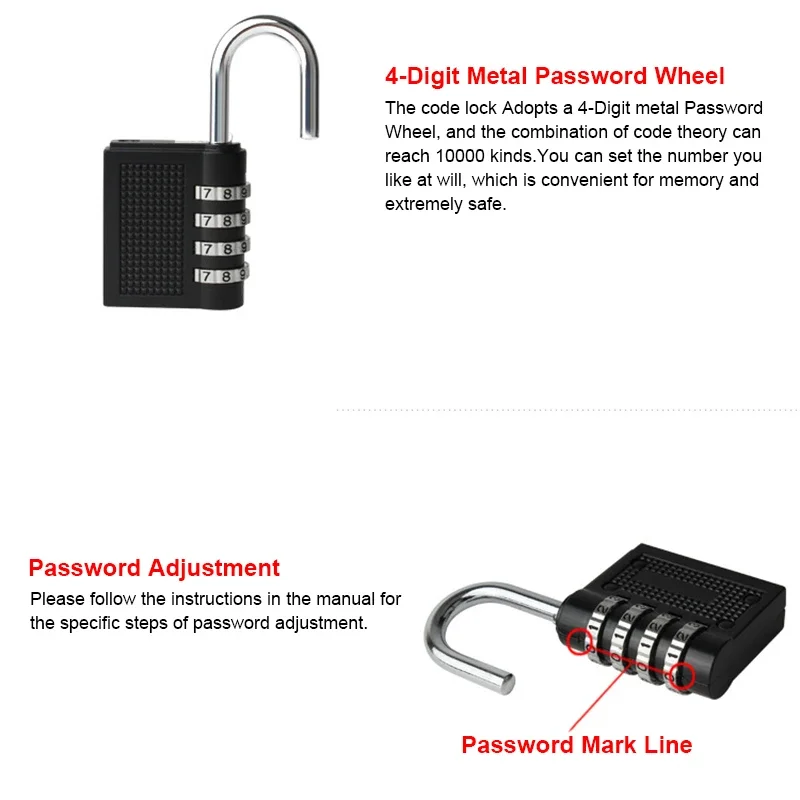 Password Padlock Anti-Theft Code Lock For Small Gym Cabinet Travel Luggage Suitcase