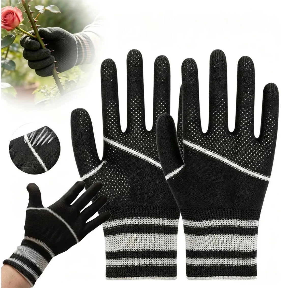 12-48Pairs Breathable Abrasion Resistant Nylon Work Gloves Soft Flexible Durable Knitted for Men Women Labor Home Garden Use