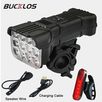 Bicycle Light with Horn 12 LED Power USB Rechargeable Bank Flashlight Handlebar 6 Modes Safety Led Front Lights