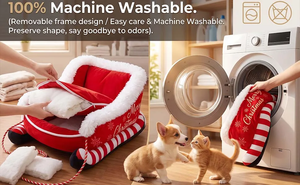 Christmas Dog Bed Sleigh