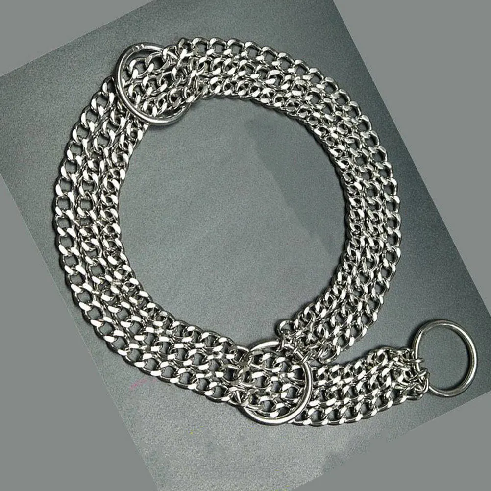 โซ่สแตนเลสสำหรับสุนัขพันธุ์กลางถึงใหญ่ สายคล้องคอสำหรับสัตว์เลี้ยง ใช้สำหรับฝึกนอกบ้าน ทนทาน ตกแต่งด้วยโลหะ