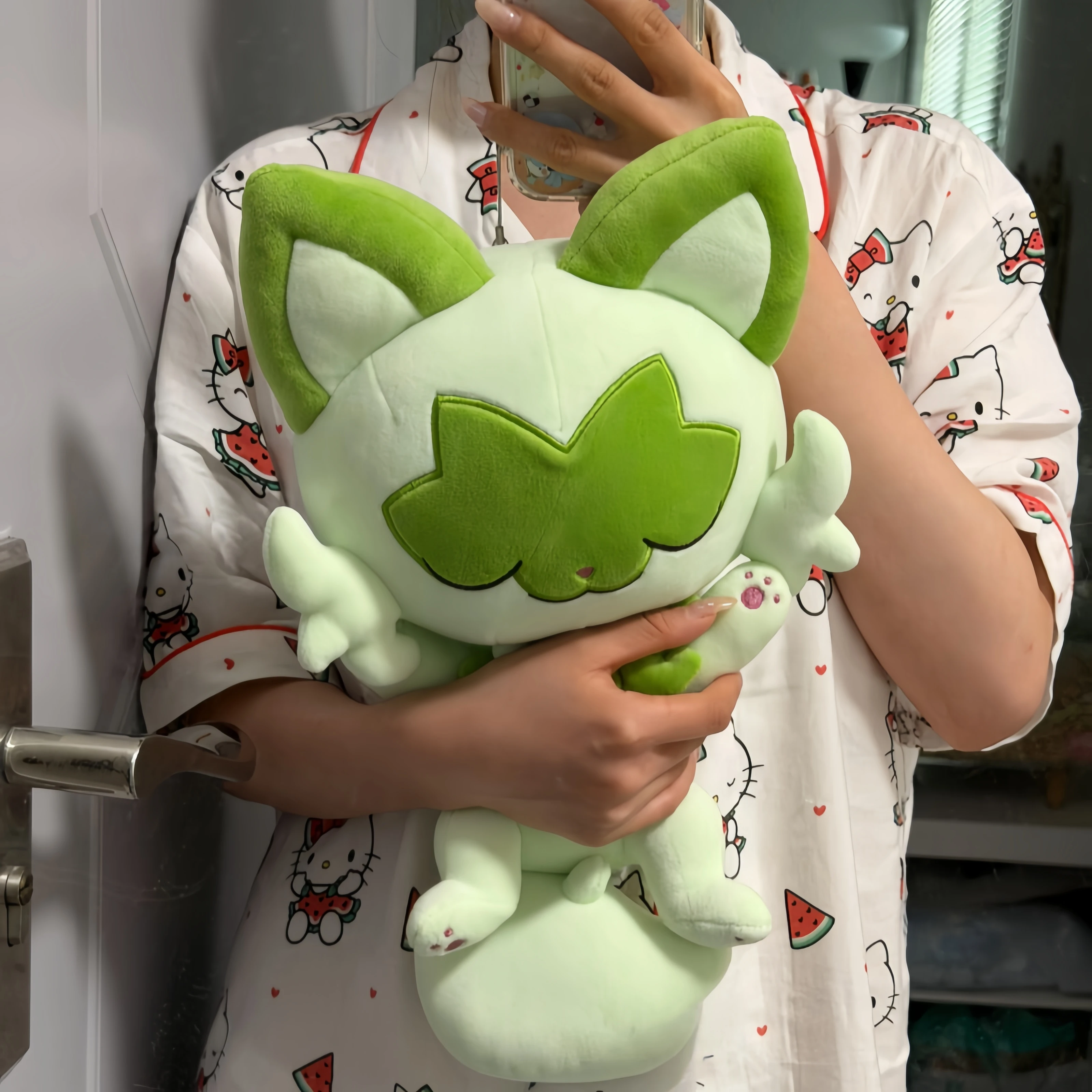 Neues Pokemon Sleep Sprigatito Plüschtier Kawaii Cartoon Katze Sprigatito Grüner Fuchs Weiche Stoffpuppe Geburtstagsgeschenk