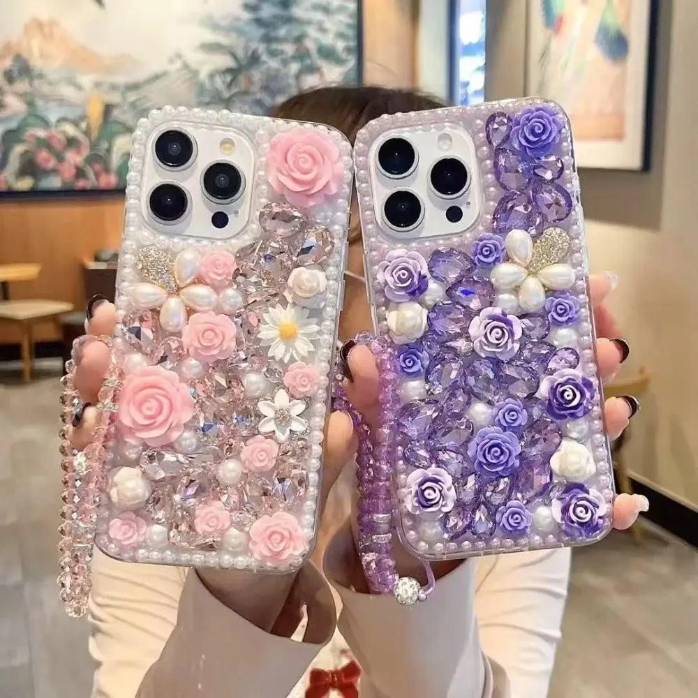Modische Transparente 3D Diamant-Rosenblumen Handyhülle für Samsung Galaxy S25 S26 Ultra S24 FE S23 Plus S22 S21 S20 Durchsichtige Abdeckung – Detail 8