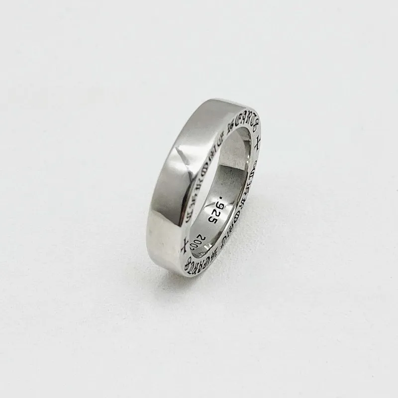S925 Sterling Silver Hip-hop Retro Eternal Heart Cross Flower Ring for Couples, 2026 New Product