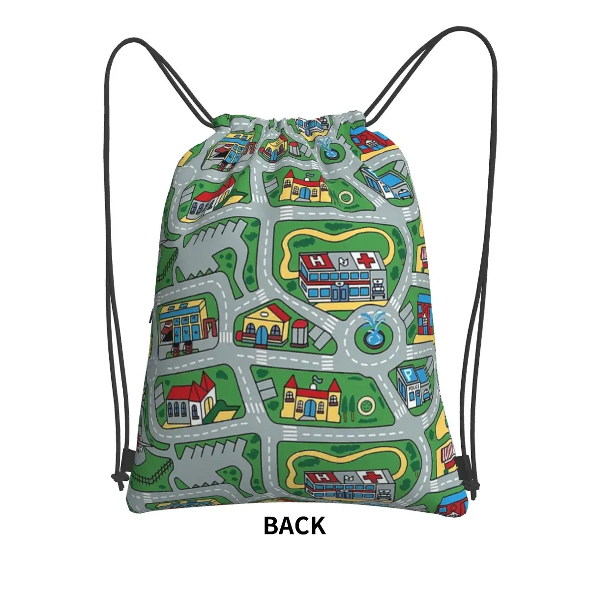 Car City Carpet Road Rug 90s Nostalgic Toy Backpacks Drawstring Bag Drawstring Bundle Pocket Shoes Bags For School Students