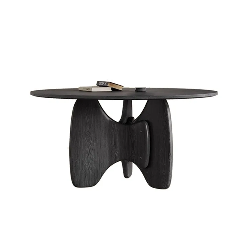 Factory Direct 2026 Retro all solid wood round dining table household 1.2 meters 2024 new ash wood medium antique black solid wo