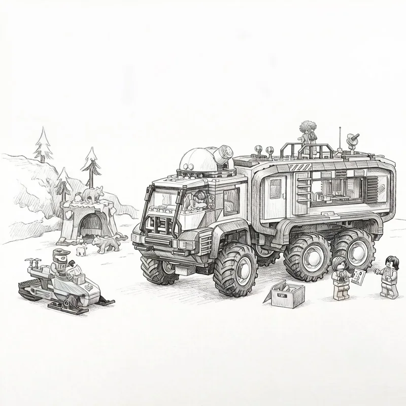 

1064PCS New Product City Series Polar Expedition Experimental Truck Building Blocks Children's Toy Assembly Creative Gift