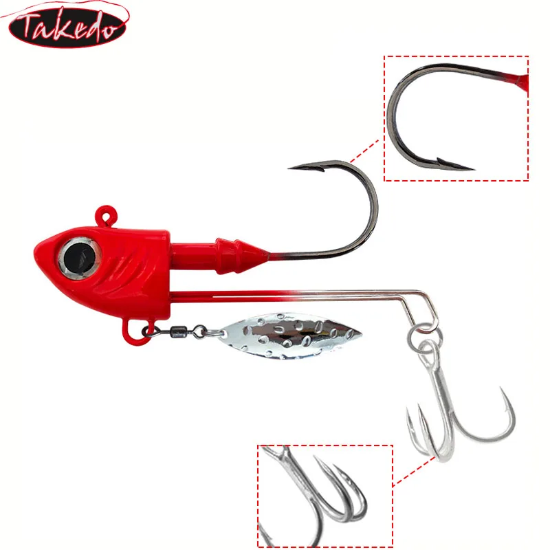 TAKEDO Jig cabeza de pez giratorio anzuelos triples perca bajo - imagen 3