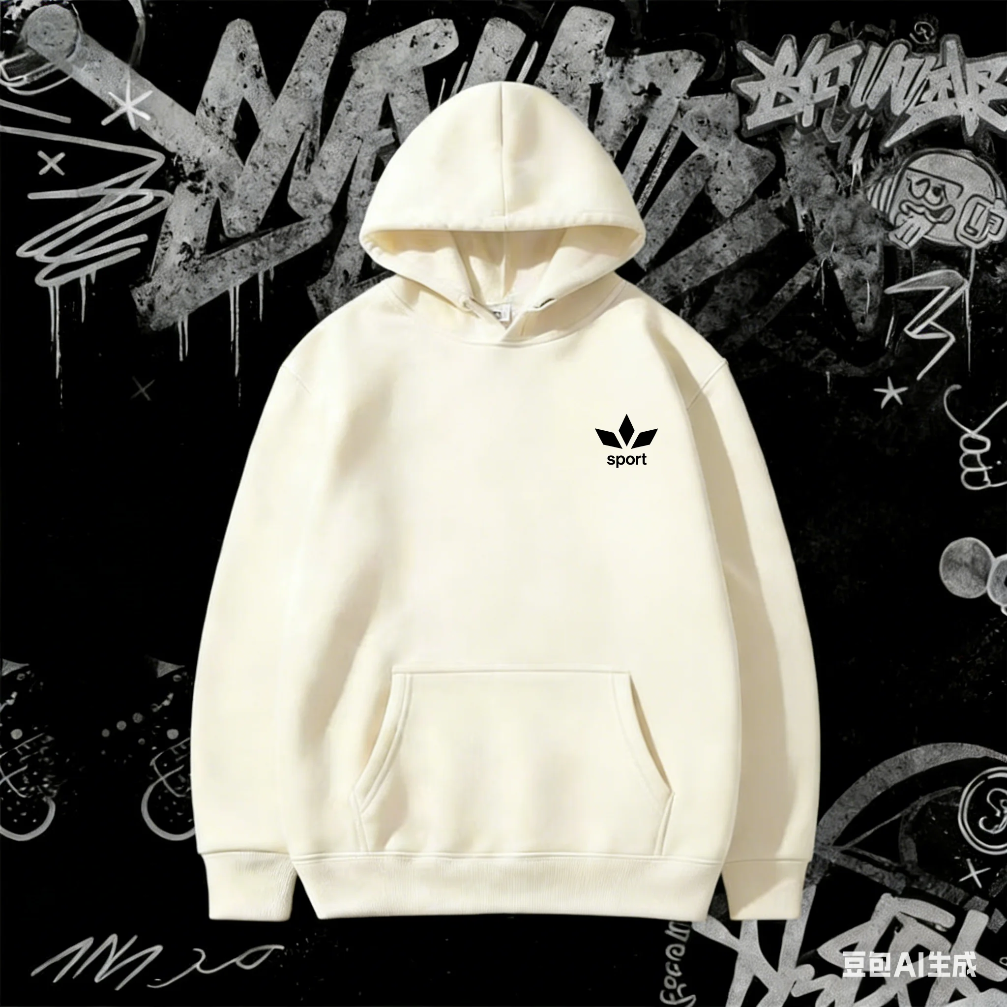 2026 New Fashion Trend Men's Sport Hoodie with Leaf Print, Casual Loose Long-Sleeved Streetwear for Daily Wear