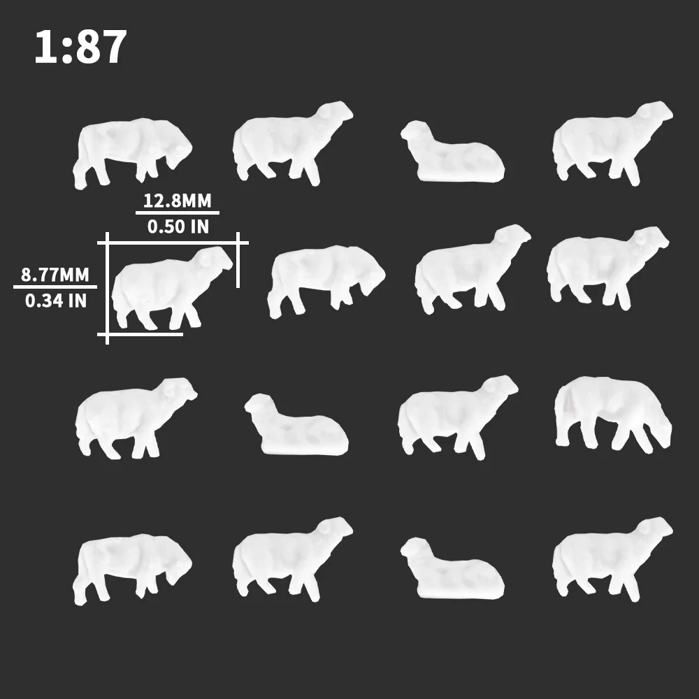 ​1:87 HO Scale UnPainted White Animals Sheep Model For Farm Sand Table Scene Layout Materials Diorama Kits 6Pcs