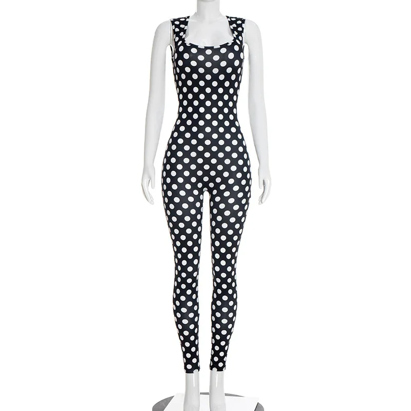 

Spring new fashionable slim fit and slimming temperament wave point jumpsuit