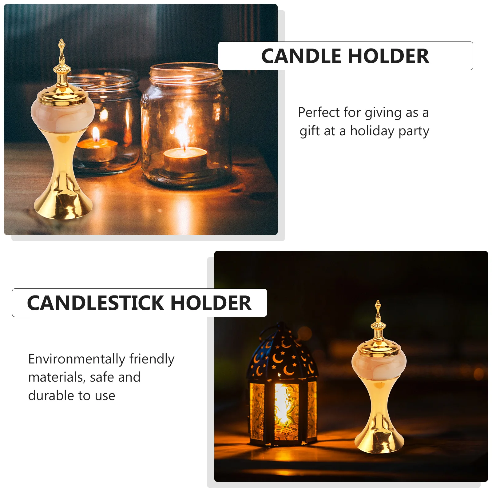 

1pc Metal Censer Candlestick Shiny Electroplated Middle Eastern Carved Design Creative Holder For Home Decor Holiday Gift