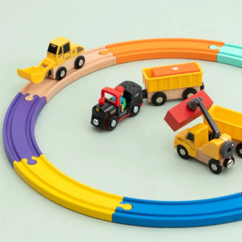 

TEMIKIDS 8pcs Color Double-Sided Curved Track Compatible Wooden Track Toys Classic Accessories Children's Toy Gifts 2 Sizes X24