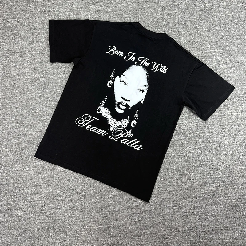 High Quality PATTA T Shirt Fashion Women Men Summer Style Vintage Classic Style Black White Tee