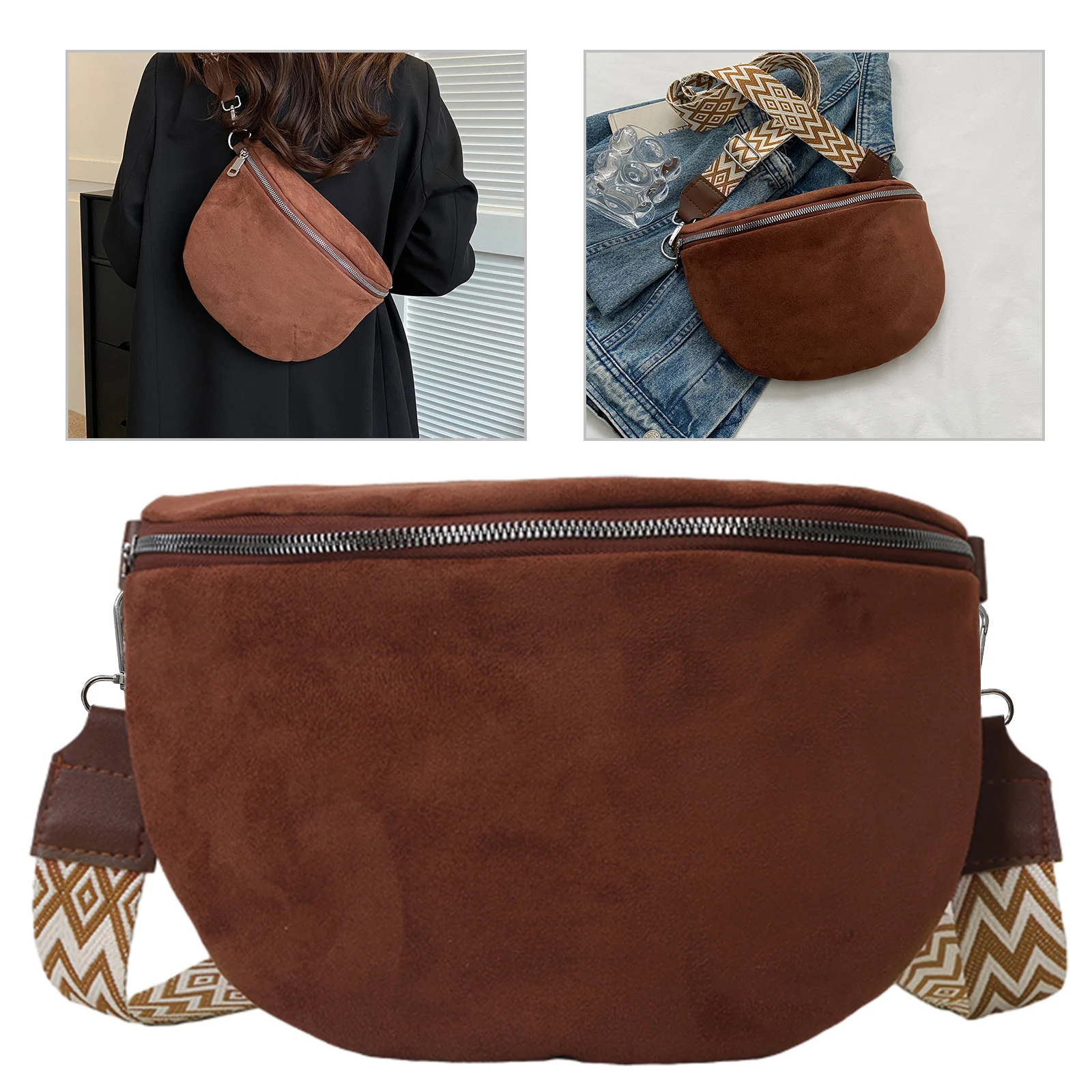 2024 Fashion Saddle Women\'s Chest Bag High Quality Crossbody Bags Female Fashion Chain Fank Pack Bag Banana Belt Purse Bag
