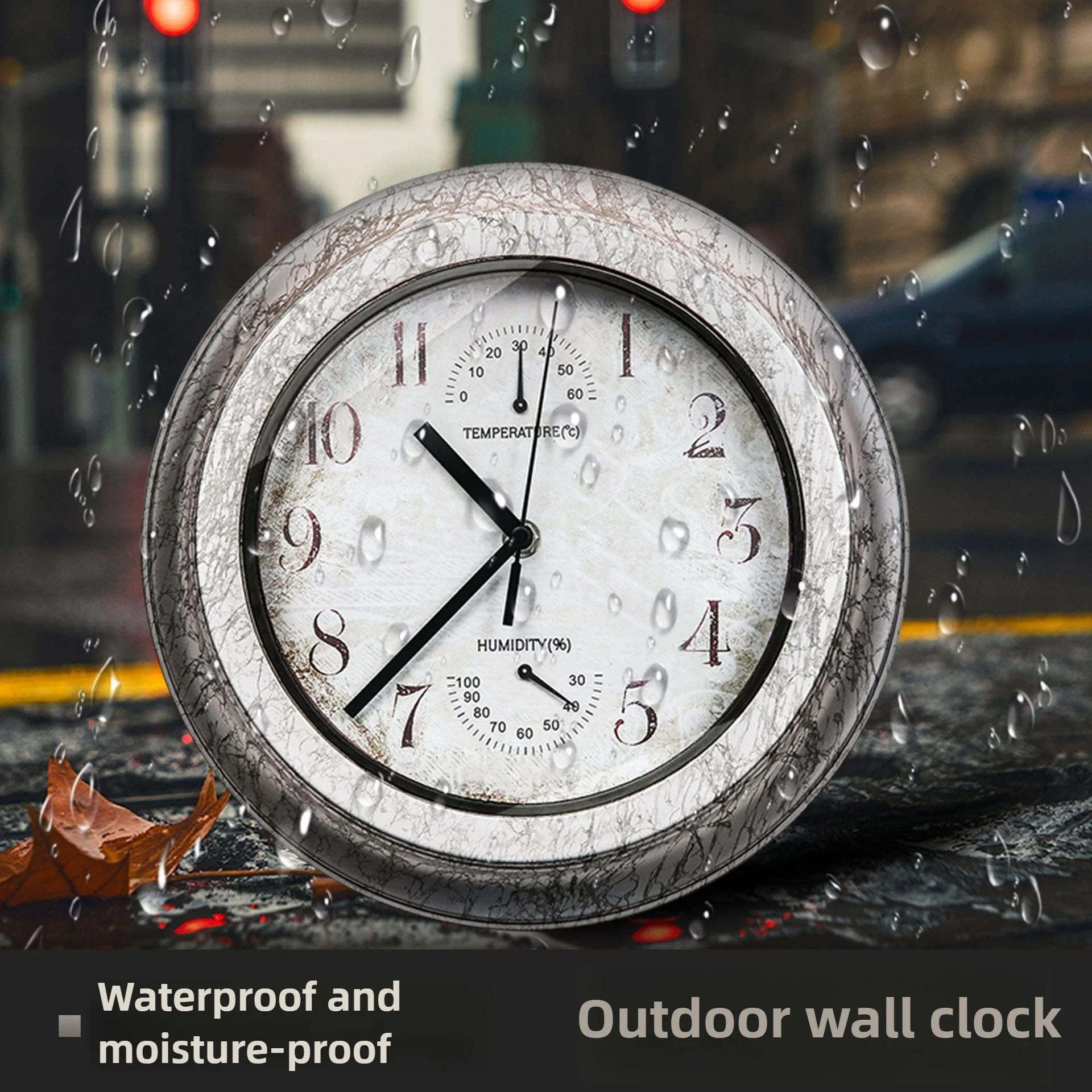 100% Waterproof Wall Clock Outdoor Clock Bathroom Kitchen Patio Shop Living Room Decorative Wall Clock Stylish Silent Wall Clock