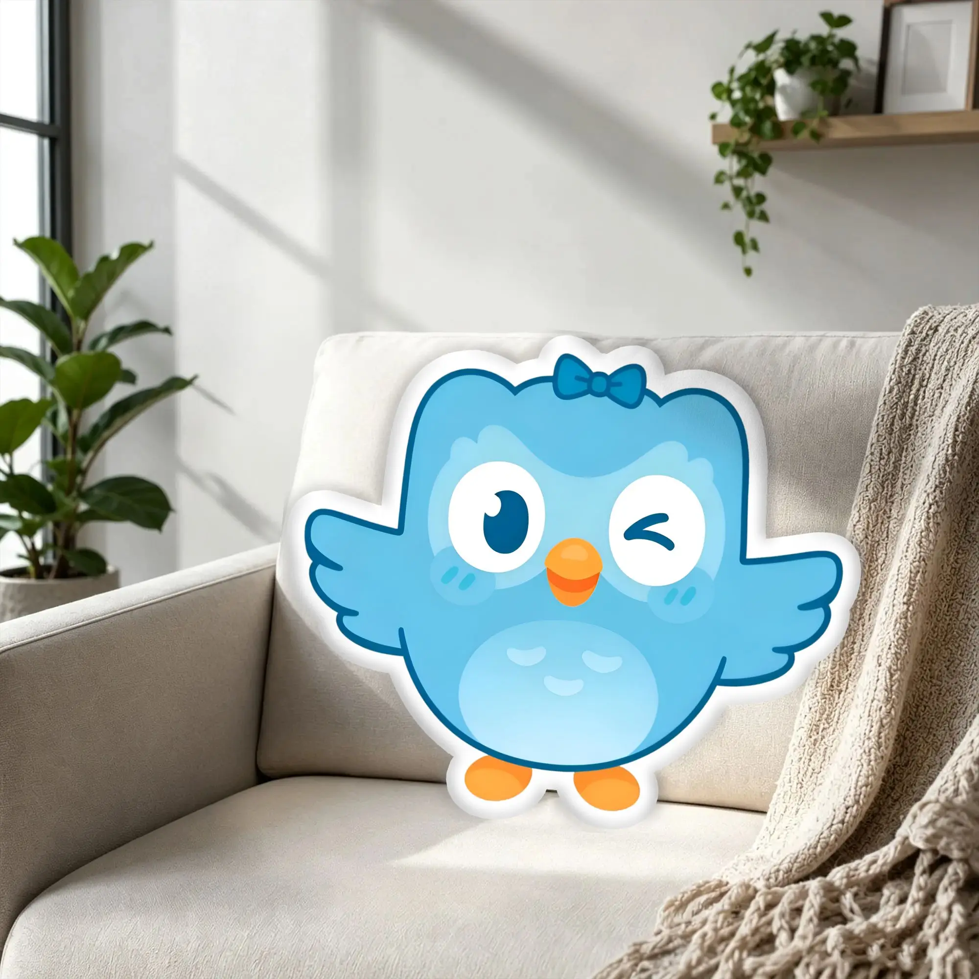 Custom Green Owl Duo Pillow Cushion Double Sided Manga Stuffed Cushions Personalized Plush Pillows for Living Room