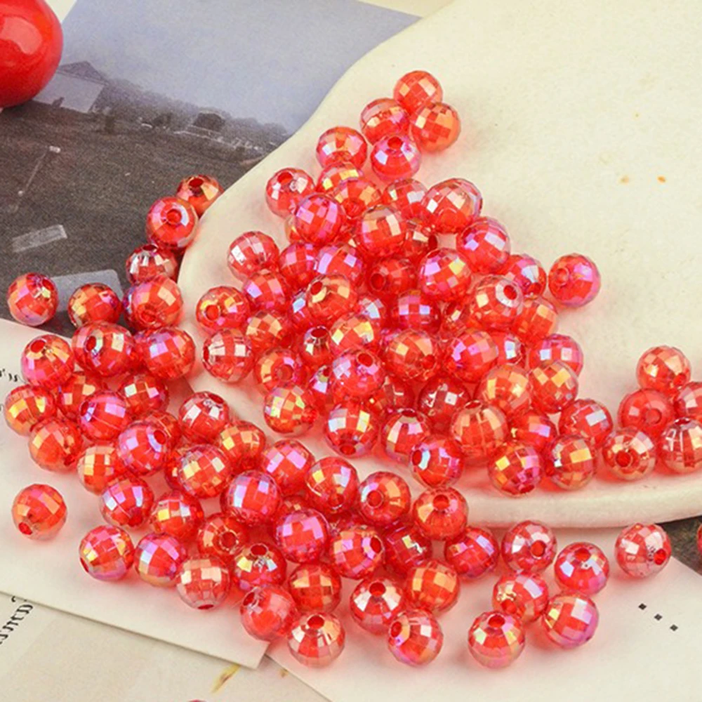 

8mm 10mm Acrylic Bead Kit Geometry Faceted Beads Loose Spacer Beads for DIY Bracelet Jewelry Making Accessories