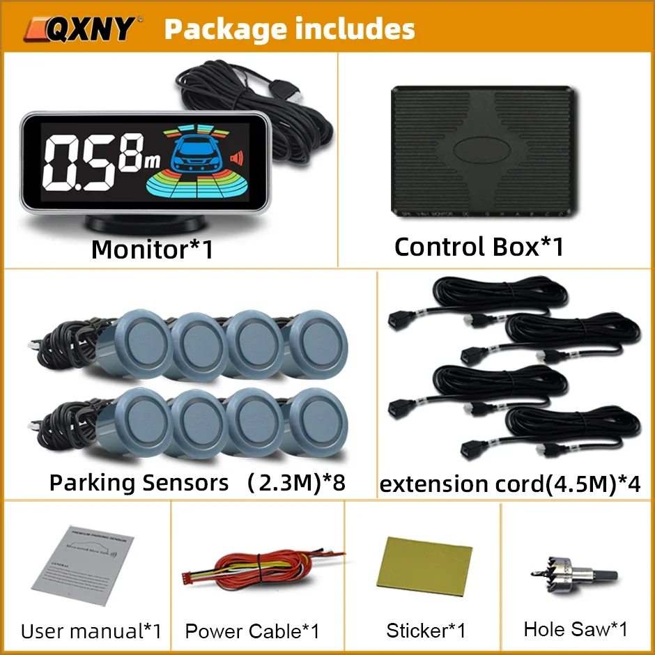 8-Parktronic Parkeersensoren Kit Omkeren Voor en Achter Auto Backup Radar Detector Backing Assistance Sound Aler AID