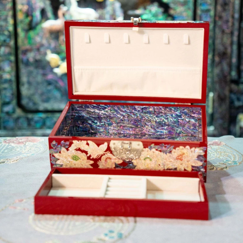 Intangible cultural heritage snail lacquer, outer full shell jewelry box, handicrafts business gifts