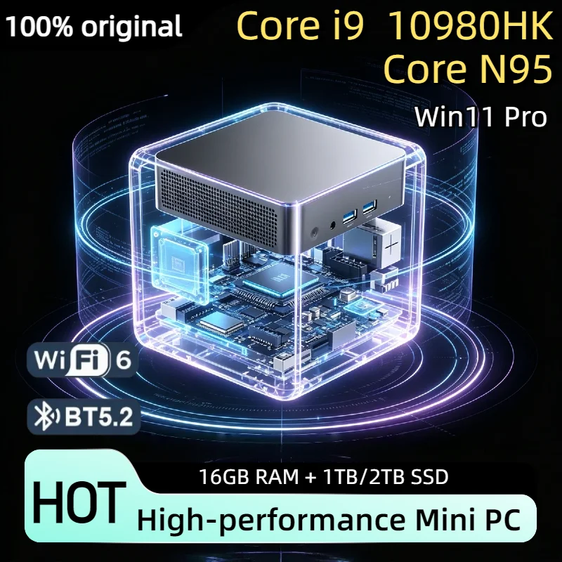Intel Core N95 i9 10980HK 2026 Quintessential Mini PC Windows 11 Pro 2TB SSD 4K 60Hz WiFi6 BT5.2 Diminutive Vest Pocket Computer